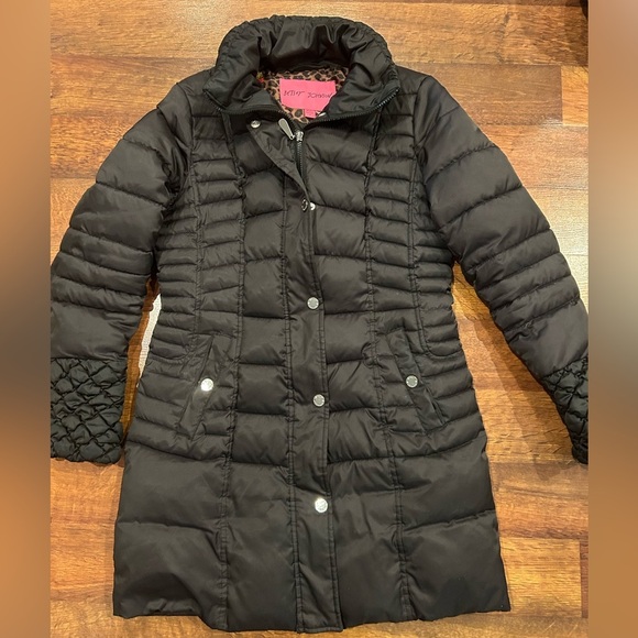 Betsey Johnson Jackets & Blazers - Betsey Johnson Puffer Jacket Women's Size Small Black Zip/Button Parka Coat